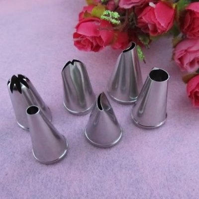 6pcs Cake Fondant Icing Decorating Tool Piping Bag Nozzle Tips Stainless New[010147]